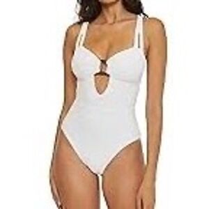 BECCA Fine Lines White One Piece Swimsuit Size Small‎
